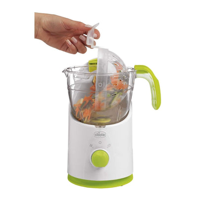 Chicco Cuocipappa Multifunzione Easy Meal per lo Svezzamento, Omogeneizzatore per Neonati e Bambini, Frullatore e Scaldapappa, con Cottura a Vapore e grattugia Cut Express, Riscalda e Scongela