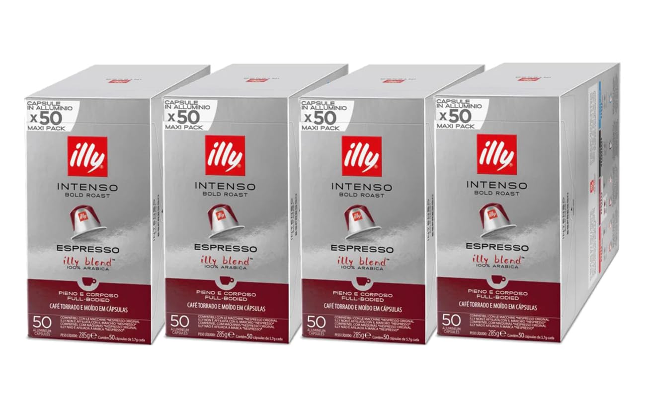 ILLY 200 Capsule Compatibili Nespresso 4 Confezioni da 50 Caffè Gusto INTENSO