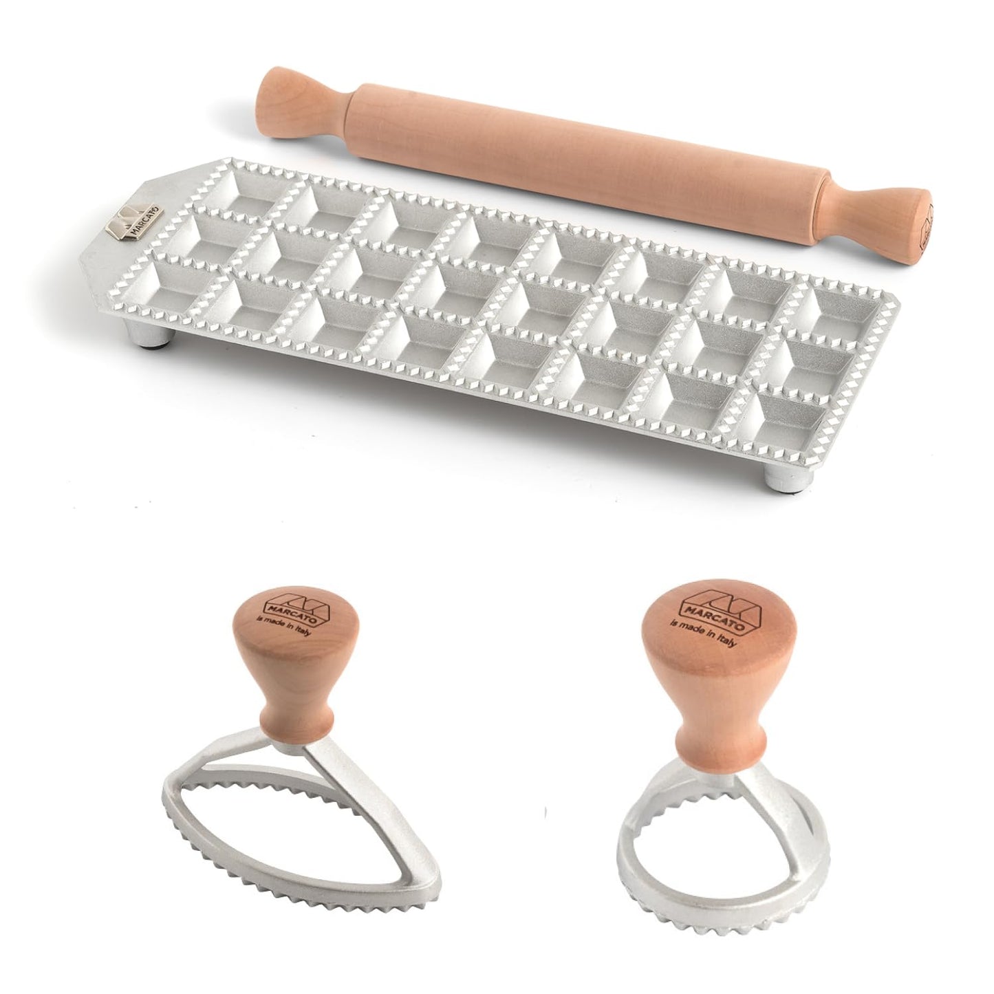 Marcato BP-RAV-DIS Kit per ravioli, Alluminio e Legno, Neutro