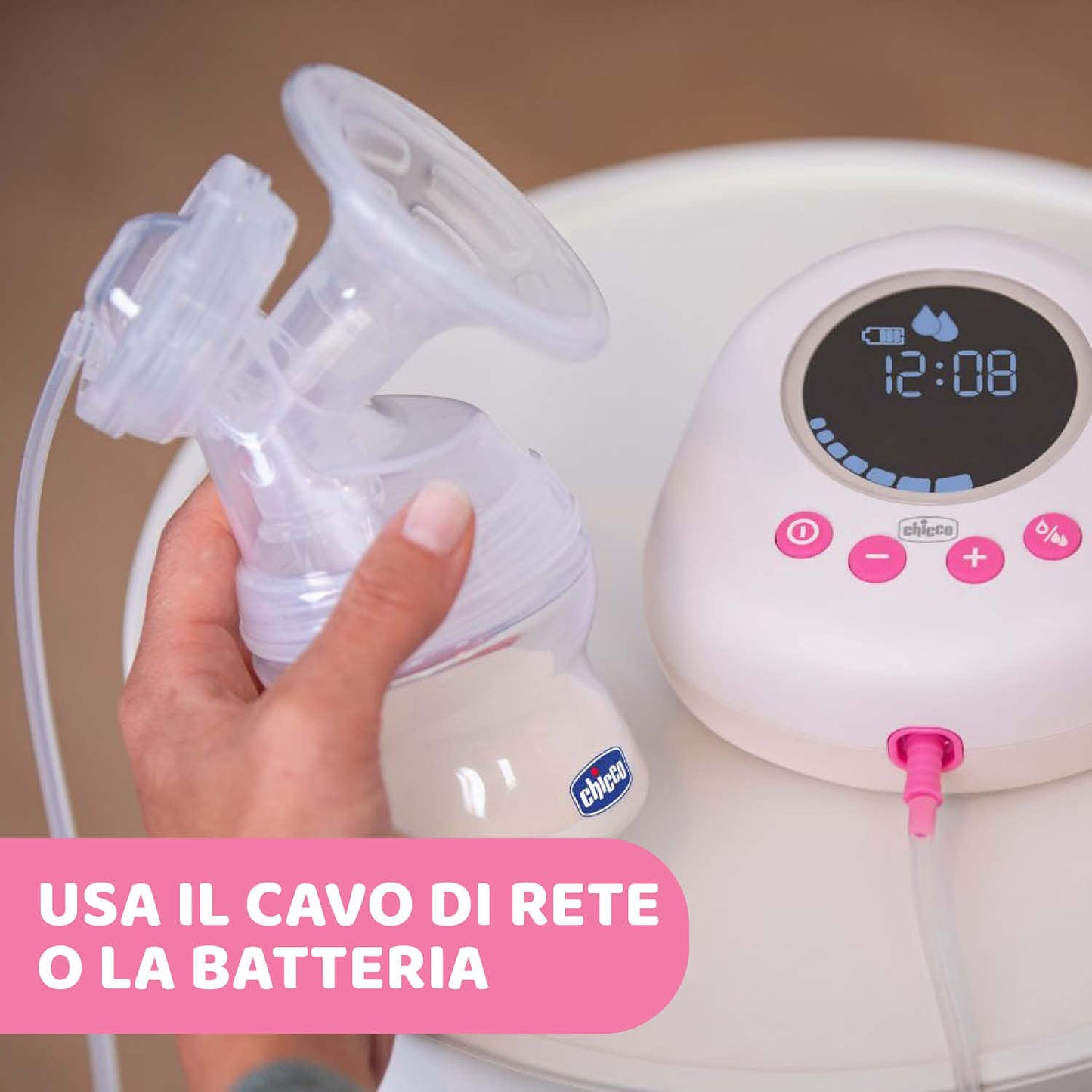 Chicco Electric Breast Pump with Stimulation and Extraction Phases, 10 Intensity Levels, Comfortable and Fast, Ergonomic Shape, with Inclined Teat and Airtight Cap, White, 150 ml