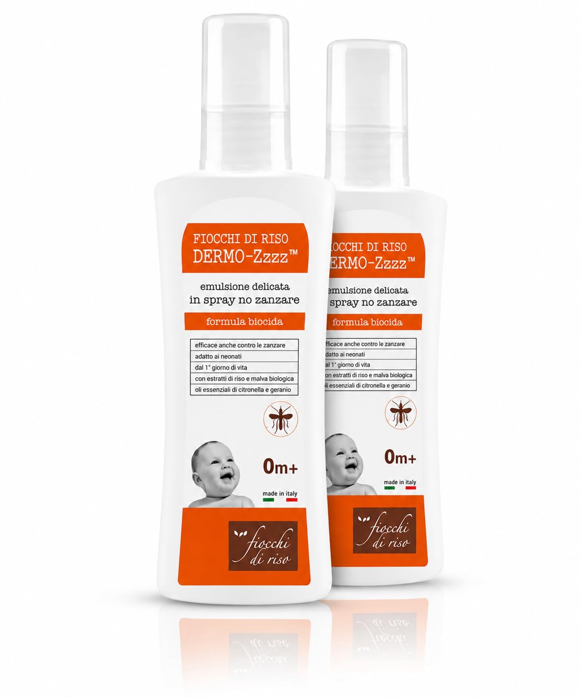 Fiocchi di Riso Spray Repellente Insetti con Citronella, Formula al 95% di Origine Naturale, 100 Ml, Adatto dai 0 Mesi, Uso Esterno