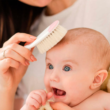 Chicco Set Spazzola e Pettine Capelli per Bambini, Spazzola Neonati con Morbide Setole Naturali, Pettine con Punte Arrotondate, Impugnatura Antiscivolo - Accessori Neonato 0+ Mesi, Azzurro