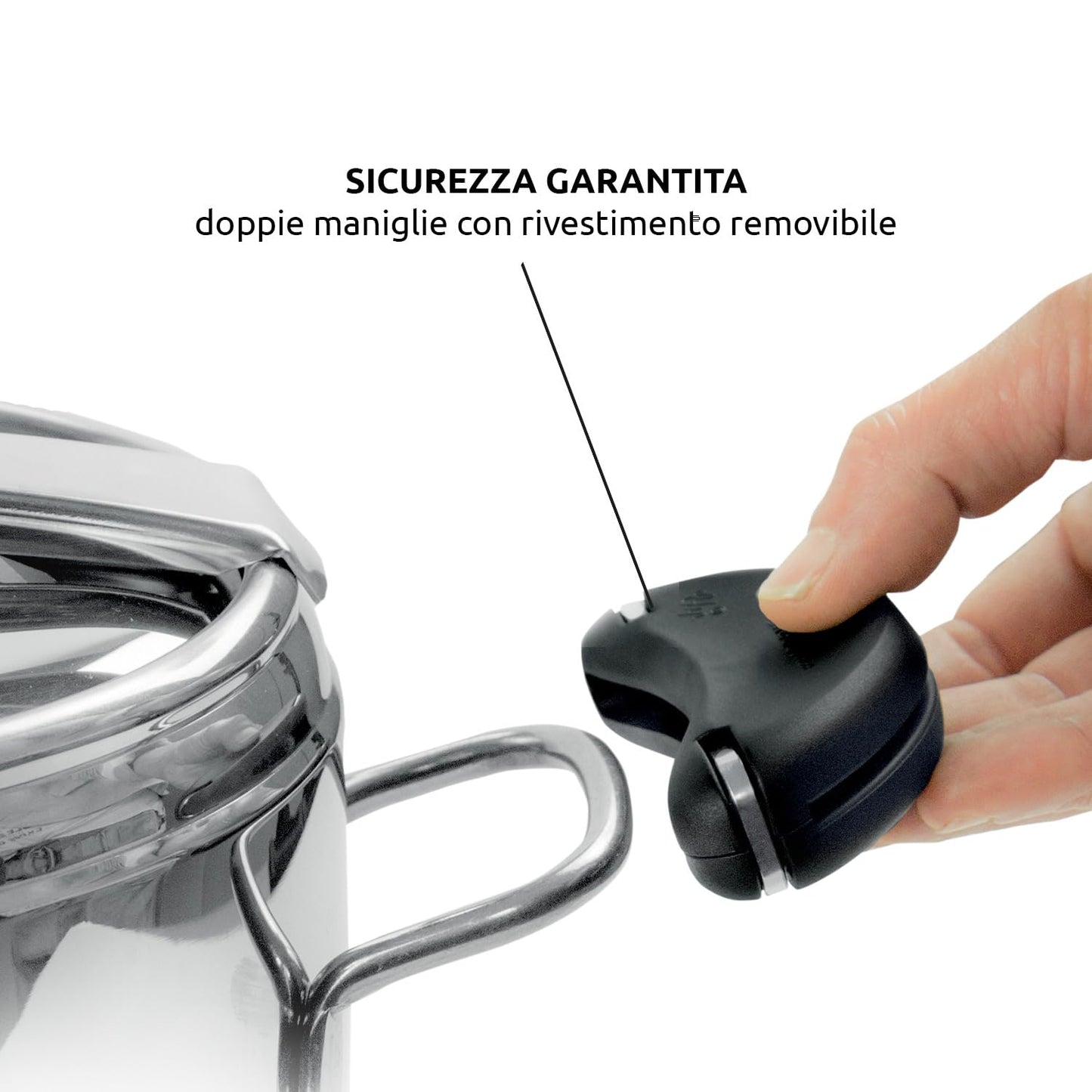 Lagostina Mia Pentola a Pressione 5 L in Acciaio Inox 18/10 Ø 22 cm, Pentola Induzione e Gas, Coperchio con Apertura Facilitata, Fondo a tre Strati, Lavabile in Lavastoviglie