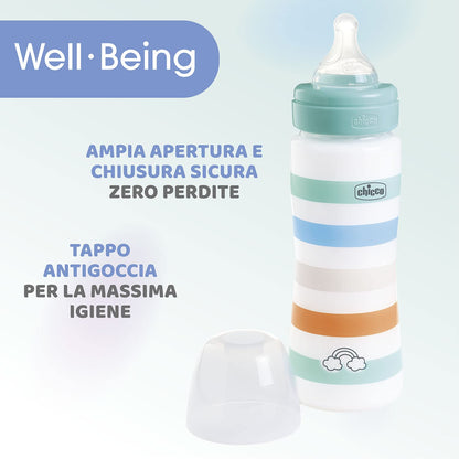 Fast Flow Wellness Bottle, with Physio Teat in Soft Silicone and Soft Sense Finish, Anti-Colic, Reduces Regurgitation and Irritability, 330 ml Plastic Bottle, 4 Months+, Baby