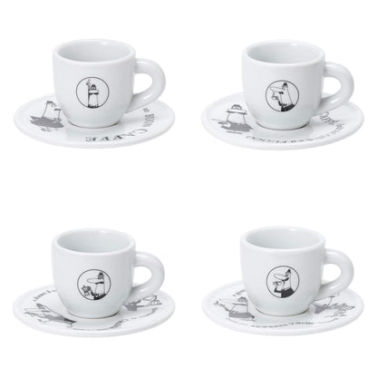 Bialetti Set 4 Tazzine Moka 'Carosello' Tazze da Caffè, Porcellana , Bianco