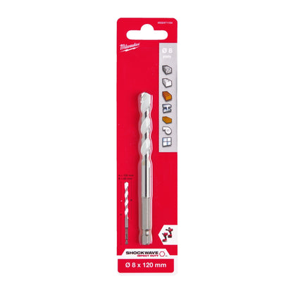 MILWAUKEE MULTIMATERIAL TIP MM 8X120 FOR WALL WOOD METAL CERAMIC PLASTIC