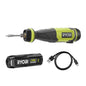 Ryobi RSI4-120G, Rechargeable Battery Soldering Iron with USB-C, Temperature up to 460 °C, LED Light, Ergonomic Handle, for Hobby Projects, 1 2.0Ah Battery Included