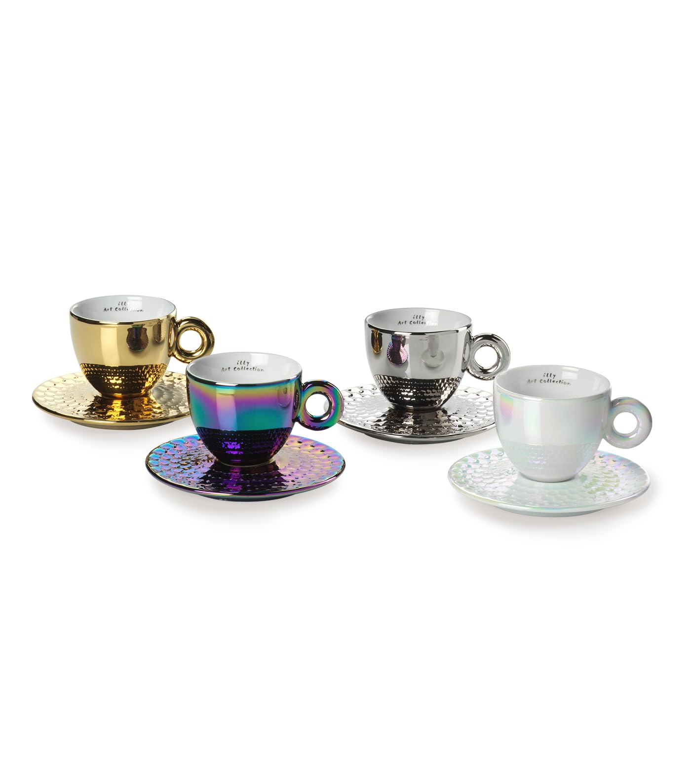 illy 25567 | 4 tazze da Cappuccino Art Collection John Armleder | Set di 4 Tazze + 4 Piattini Numerati e Firmati
