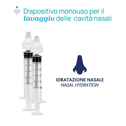Chicco Easy Breath Siringa Nasale, dispositivo monouso per il lavaggio profondo delle cavità nasali del bambino, Contiene 2 siringhe da 5 ml e 2 olive nasali in silicone, 0m+
