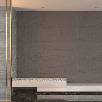 DIVINA HOME, Naturale, Pannello Decorativo 3D Effetto Roccia, PU, Moderno, 16 kg, 120 x 60 x 3 cm, 7,2 m², Grigio Vulcano