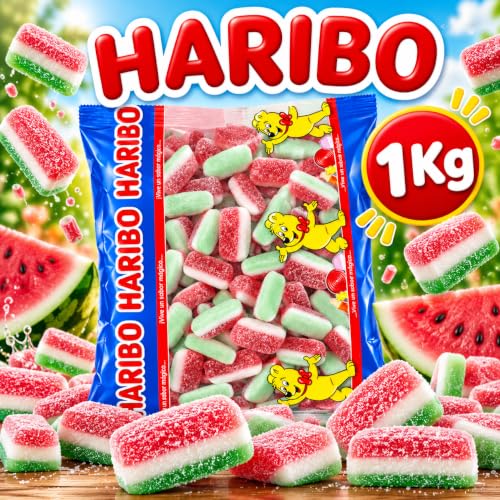 HARIBO Anguria Frizzanti Caramelle Gommose Zuccherate 1 Kg | Gusto Anguria, Per Feste e Compleanni, Candy Bar e Sweet Table, Consistenza Morbida