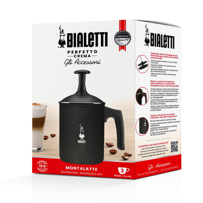 Bialetti Tutto Crema Alluminio Antiaderente, 3 tazze, 160 Ml, Non Adatto Ai Piani Induzione, Nero, 24.99 X 19.99 X 14.99 Cm