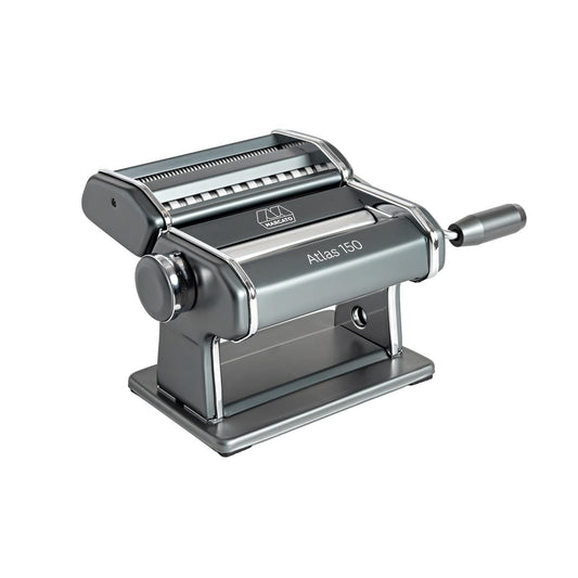 Marcato Macchina per Pasta Atlas. Sfogliatrice Manuale. Acciaio Cromato e Alluminio Anodizzato. Rivestimento Powder Grigio. 20x20x15 cm. Facile da Usare
