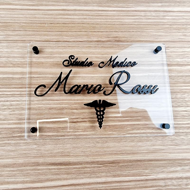Targa in Plexiglass Personalizzata | Insegna con Caratteri in Rilievo 3mm | Targhetta Pubblicitaria, Dottori, Studi Professionali, Ristoranti, Attività commerciali (30x20cm, Personalizza)