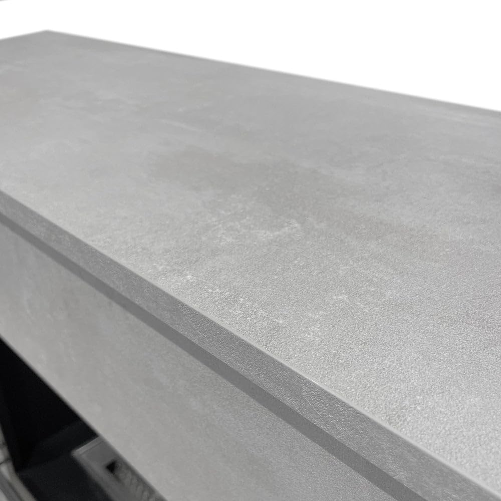 Camino elettrico caminetto da terra BELLINI in legno effetto Cemento Made in Italy L96 x P35 x H96