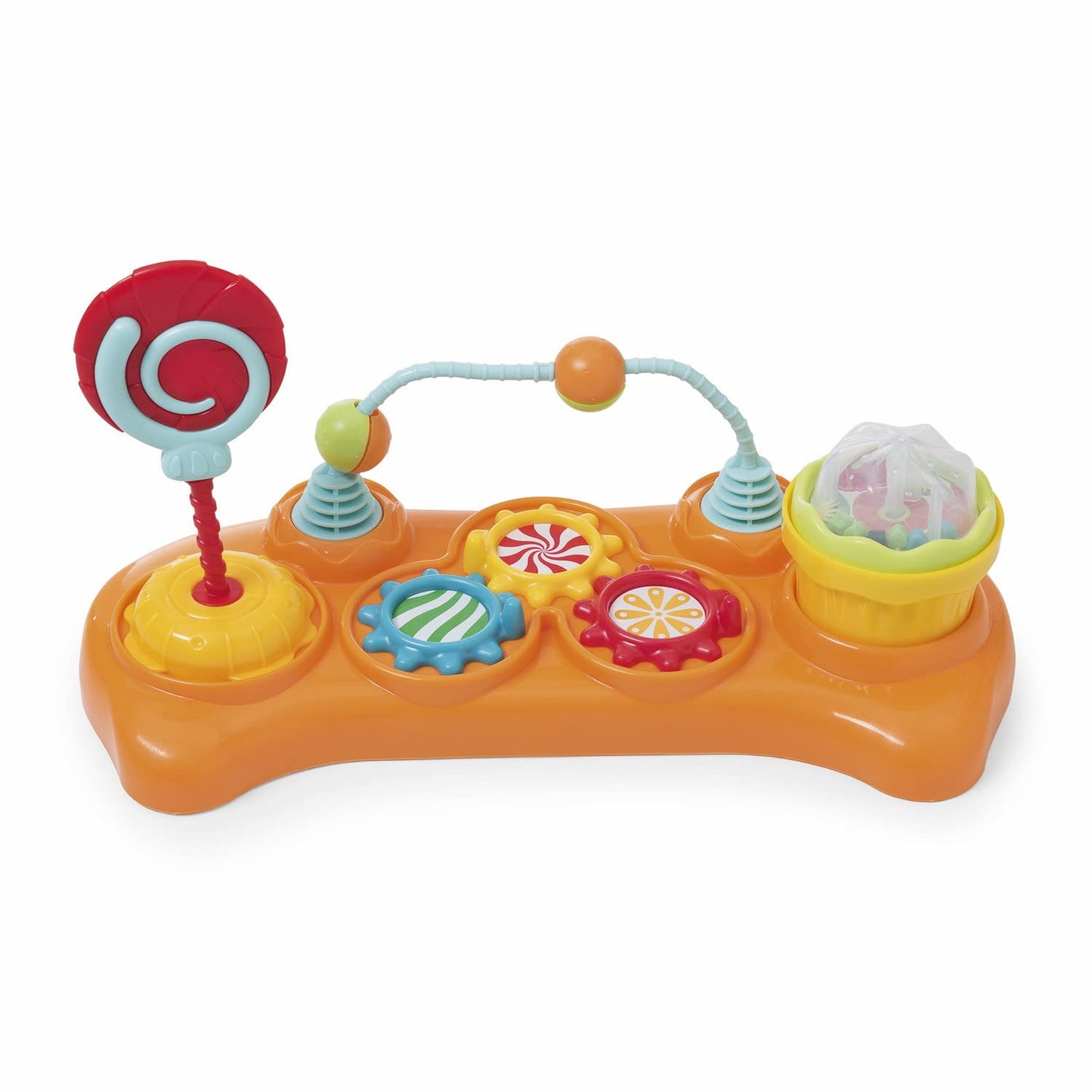 Chicco Girello Circus Bambini, con Pannello Giocattolo, Altezza Regolabile, 8 Freni di Sicurezza, 4 Ruote Girevoli, Pieghevole e Compatto, 6 mesi +, Arancione con Fantasie