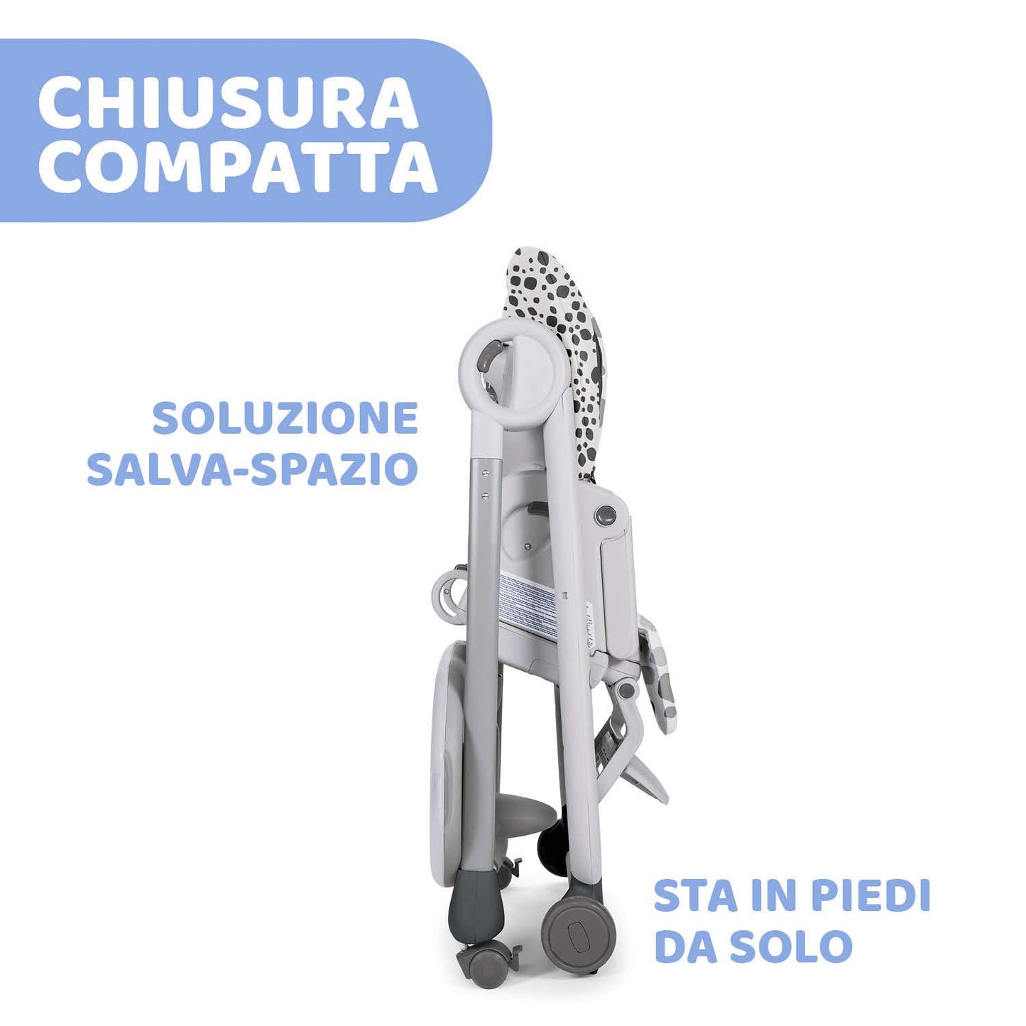 Chicco Polly Progres5 Seggiolone Pappa Regolabile per Bambini 0 Mesi, 3 Anni (15 kg), Trasformabile in Rialzo Sedia Bambini, Reclinabile a Sdraietta, con 4 Ruote e Chiusura Compatta, Anthracite
