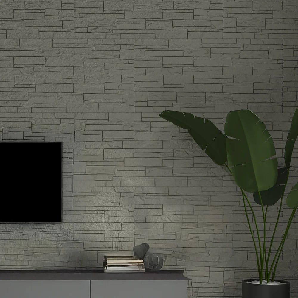 DIVINA HOME, Tortora, Pannello Decorativo 3D Effetto Pietra, PU, Moderno, 18 kg, 120 x 60 x 2,5 cm, Copertura 8,6 m², Rivestimento Murale