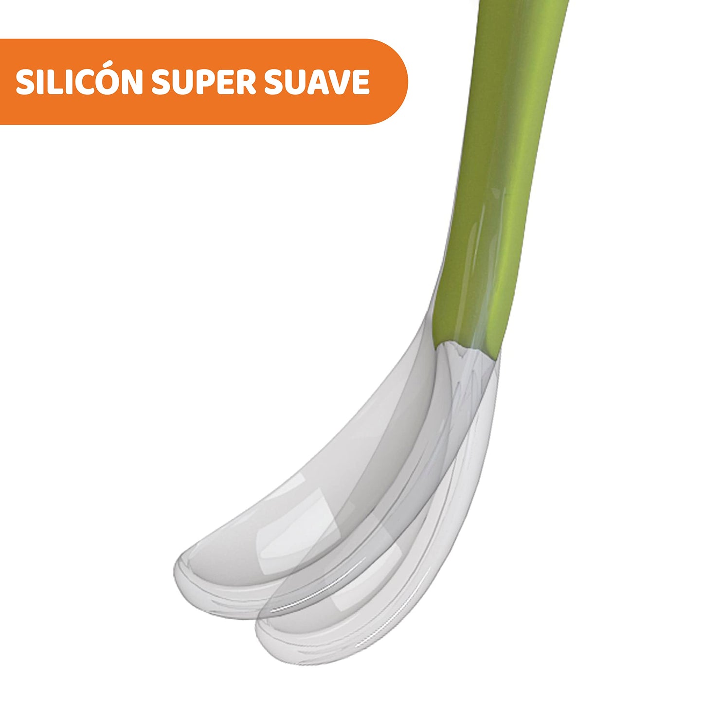 Chicco Cucchiaino Svezzamento in Silicone, Set 2 Cucchiai Morbidi per Neonati e Bambini, Delicati e Flessibili, con Impugnatura Ergonomica e Manico Lungo Curvato, 2 Pezzi - 6+ Mesi, Rosa