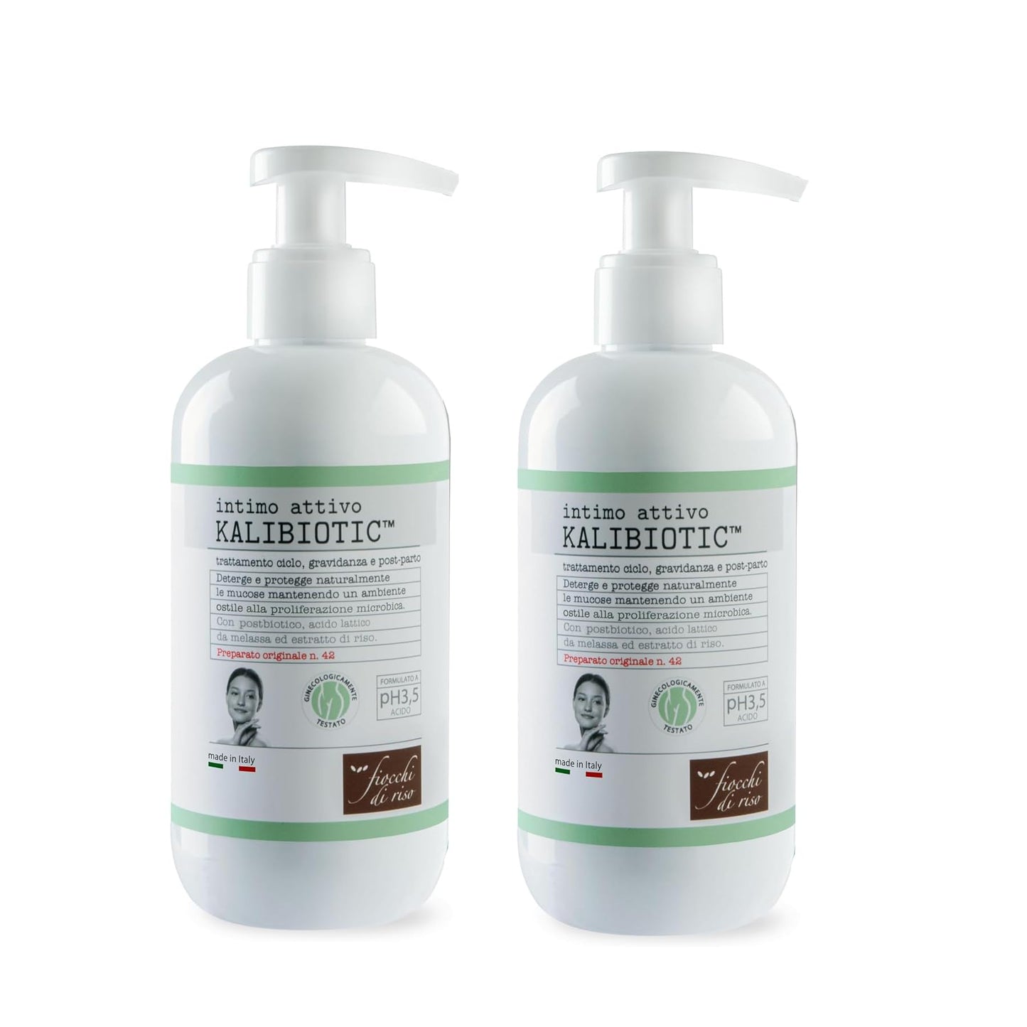 Fiocchi di Riso - Intimo attivo KALIBIOTIC™ Bipacco: 2 x 240ml - IGIENE INTIMA - Deterge e protegge naturalmente le mucose mantenendo un ambiente ostile alla proliferazione microbica. Pack riciclato