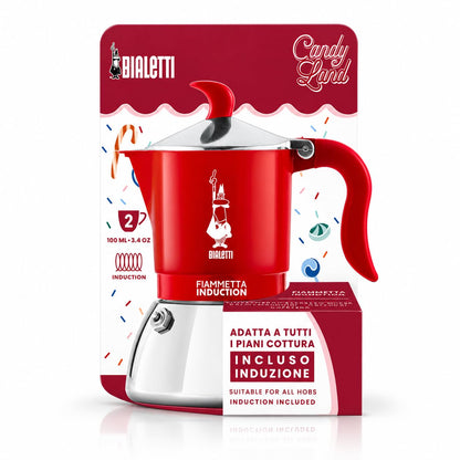 Bialetti Fiammetta Induction Moka 2 Tazze Rossa Candy Land