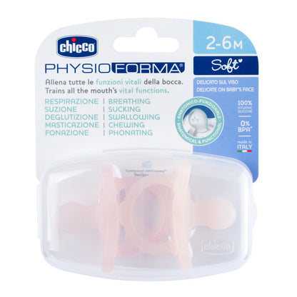 Chicco PhysioForma Ciuccio in Silicone 2-6 Mesi, 2 Pezzi, Set Gommottini 2-6 Mesi, Supportano la Respirazione Fisiologica e Favoriscono il Corretto Sviluppo della Bocca, Rosa