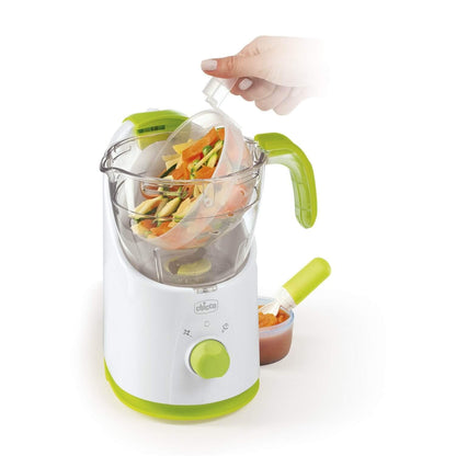 Chicco Cuocipappa Multifunzione Easy Meal per lo Svezzamento, Omogeneizzatore per Neonati e Bambini, Frullatore e Scaldapappa, con Cottura a Vapore e grattugia Cut Express, Riscalda e Scongela