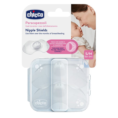 Chicco Paracapezzoli in Silicone, Copricapezzoli Allattamento, Proteggono il Capezzolo, Tettarella Anatomica, Contatto Naturale Pelle a Pelle, Alette Sagomate in Morbido Silicone, Taglia S/M, Bianco