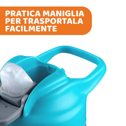 Chicco Pop-up Cup, Bicchiere Antigoccia per Bambini, Pratica Apertura, Beccuccio in Silicone, Chiusura Ermetica, Facile da Trasportare, Bicchiere per Bambini 2 Anni, Capacità 350 ml, Azzurro