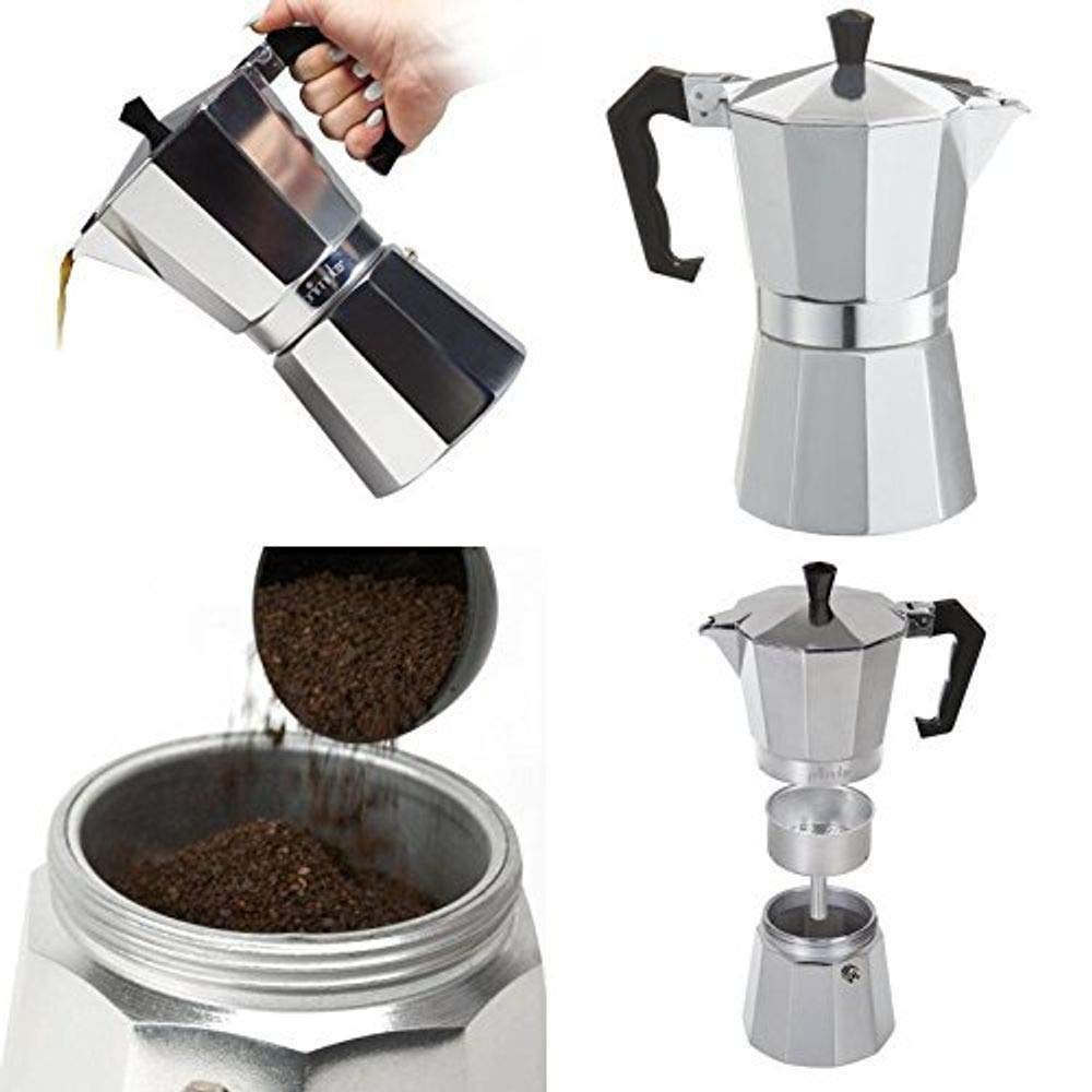 Bialetti Caffettiera Moka Express 18 Tazze, Manico anti scottatura, Non adatta a induzione, 18 Tazze (800 ml), Alluminio