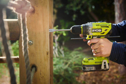 Ryobi 5133003941 R18PD7-0 - Trapano avvitatore a percussione, 18 V, funzionamento a percussione, senza batteria, mandrino a chiusura rapida, illuminazione a LED