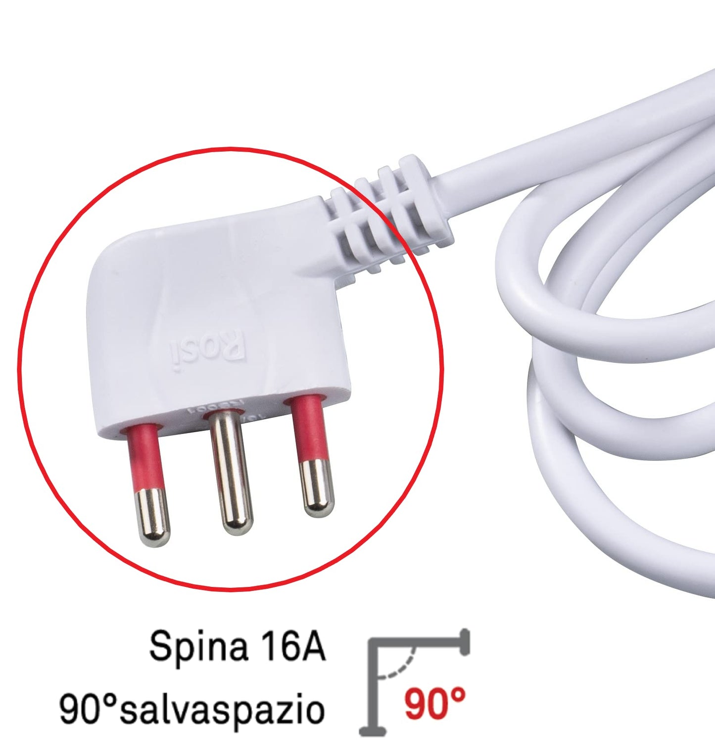 ROSI RS94005 Multipresa Serie Emilia, Bianco, 5 prese schuko biv. 10/16A