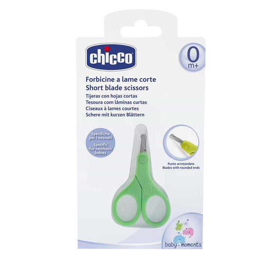 Chicco Forbicine Unghie per Neonati e Bambini, Forbicine in Acciaio Inox con Lame Ricurve e Punte Arrotondate, Cappuccio Protettivo, Impugnatura in Gomma Antiscivolo - Accessori Neonato 0+ Mesi