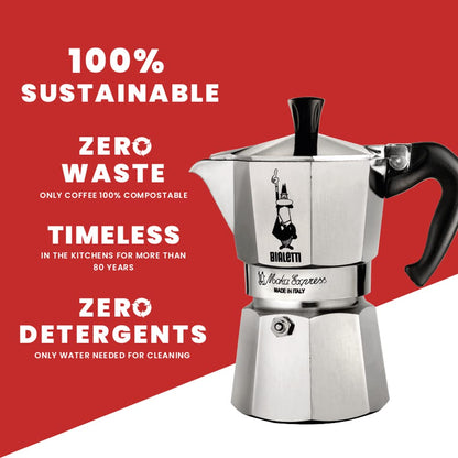 BIALETTI Moka Express 4 Tazze, Caffettiera in Allumino Design Classico