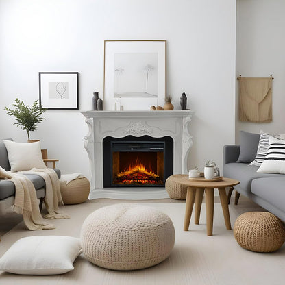 Camino elettrico caminetto da terra PARIGI in legno Bianco L123xP39xH100