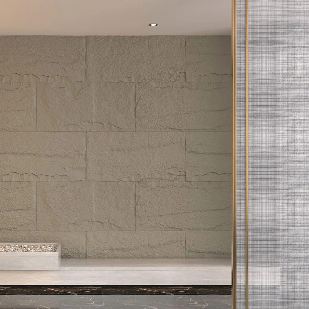 DIVINA HOME, Naturale, Pannello Decorativo 3D Effetto Roccia, PU, Moderno, 16 kg, 120 x 60 x 3 cm, 7,2 m², Grigio Cemento, Rivestimento Murale