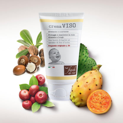 Fiocchi di Riso Crema Viso Idratante e Nutriente per Neonati, con Burro di Karité ed Estratto di Fico d'India, 2 x 30 ml