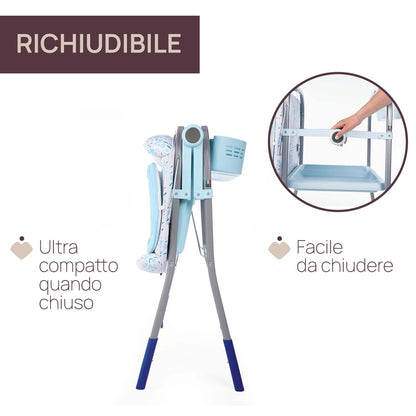Chicco Cuddle & Bubble Vaschetta Bagnetto Fasciatoio Neonato Ergonomico con Materassino e Morbido Riduttore, Altezza Regolabile, Chiusura Compatta, Parent Organizer 2 Ruote, Max 11kg, Ocean, Blu