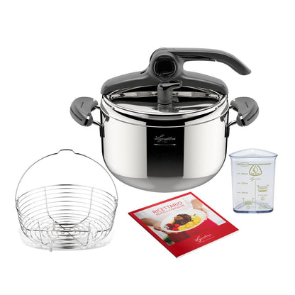 Lagostina Mia Pentola a Pressione 5 L in Acciaio Inox 18/10 Ø 22 cm, Pentola Induzione e Gas, Coperchio con Apertura Facilitata, Fondo a tre Strati, Lavabile in Lavastoviglie