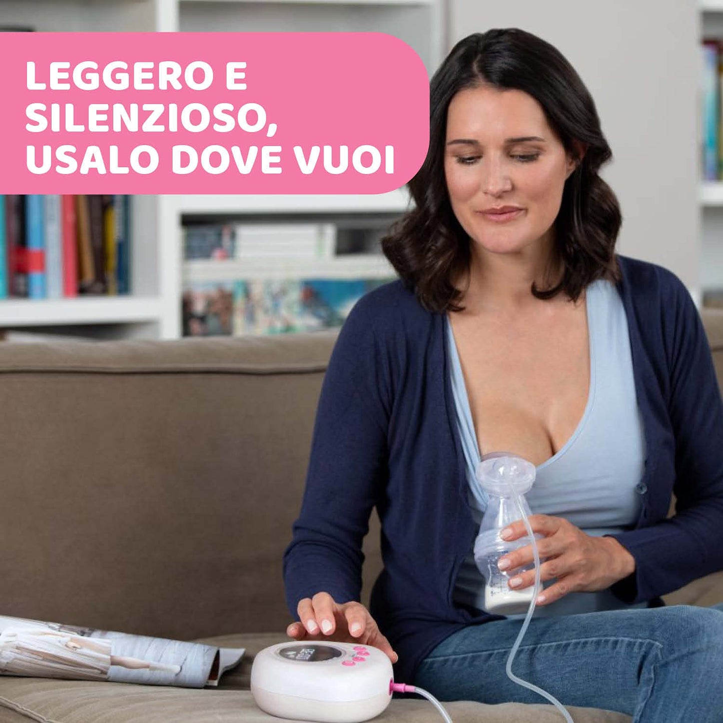 Chicco Electric Breast Pump with Stimulation and Extraction Phases, 10 Intensity Levels, Comfortable and Fast, Ergonomic Shape, with Inclined Teat and Airtight Cap, White, 150 ml