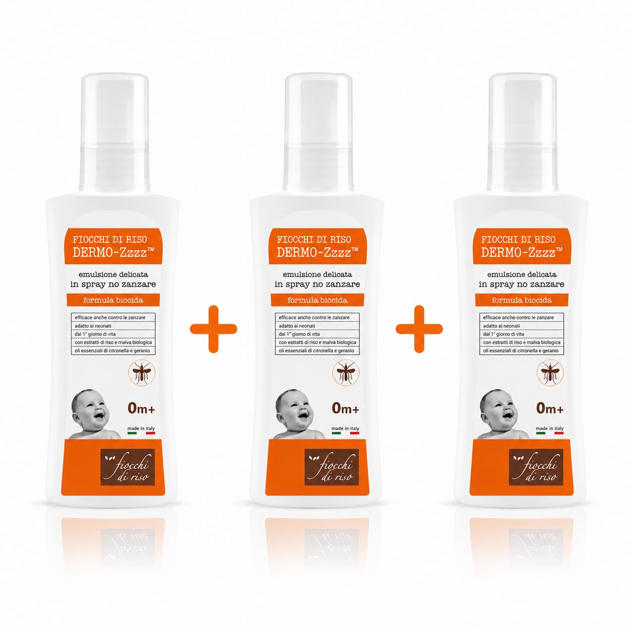 Fiocchi di Riso Spray Repellente Insetti con Citronella, Formula al 95% di Origine Naturale, 100 Ml, Adatto dai 0 Mesi, Uso Esterno