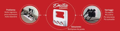 ROSI RS94130 Emilia Smart Multipresa da Parete Bianco 4 Prese Bivalente 16A 250V
