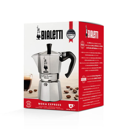 BIALETTI Moka Express 4 Tazze, Caffettiera in Allumino Design Classico