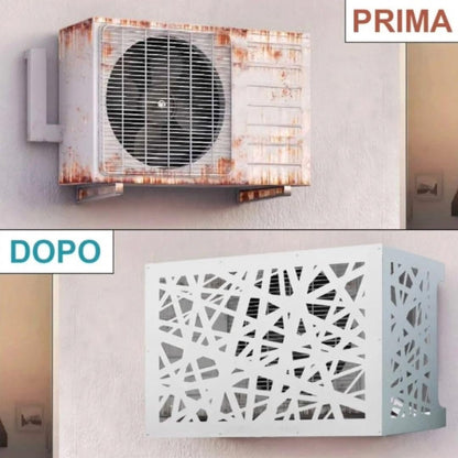DIVINA HOME Copricondizionatore Copertura per climatizzatore Artist Bronzo Marrone Corten in Alluminio L86 x P44 x H68 cm