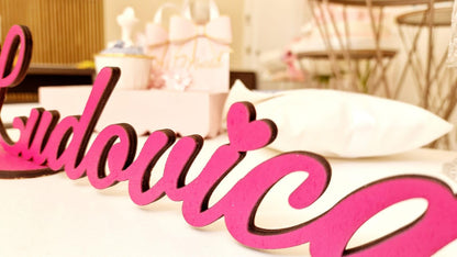 Scritta in Legno Personalizzata | Nome Inciso al Laser 38 cm | Topper per Tavolo Torta, Gadget o Decorazione, Spessore 6mm