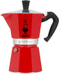 Bialetti - Moka Color: iconica macchina per caffè espresso da piano cottura, vero caffè italiano, da 3 tazze (130 ml), alluminio, rosso
