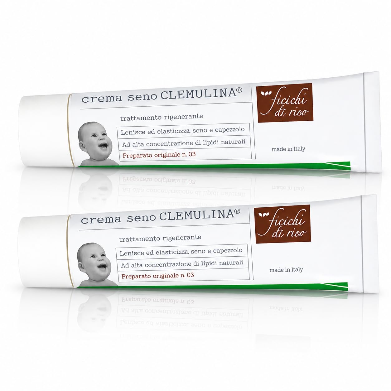 Fiocchi di Riso CLEMULINA Crema Seno, 15ml, con Omega 3, 6, 9, Lenisce e Elasticizza, Previene Irritazioni, per Allattamento