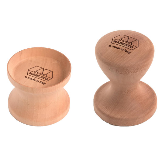 Marcato Kit Stampi per Corzetti, Timbro per Pasta Fresca, Base da Taglio + Forma a Spirale + Forma a Giglio, in Legno Massello, Made in Italy