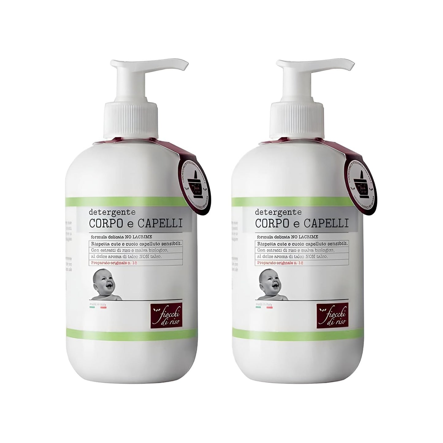 Fiocchi di Riso Bipacco Detergente Corpo e Capelli Talco Delicato Bimbi, 2x400ml