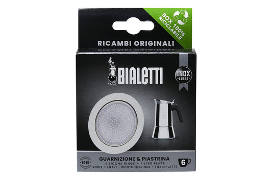 Bialetti Ricambi, Include 1 Guarnizione e 1 Piastrina, Compatibili con Venus, Kitty, Musa e Class (6 Tazze)